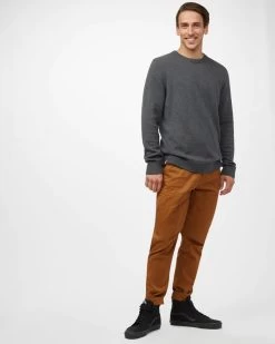 Tentree Men's Highline Cotton Crew Sweater -Fashionable Men'S Clothing Store darkgreyheather1