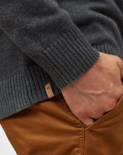 Tentree Men's Highline Cotton Crew Sweater -Fashionable Men'S Clothing Store darkgreyheather3