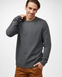 Tentree Men's Highline Cotton Crew Sweater -Fashionable Men'S Clothing Store darkgreyheather4