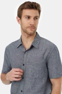Tentree Hemp Button Front Shortsleeve Shirt 9 Tentree Hemp Button Front Shortsleeve Shirt -Fashionable Men'S Clothing Store tentree hemp button up shortsleeve dress blue1